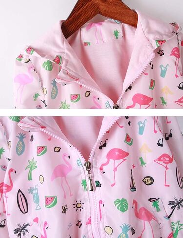 Feidoog Kids Baby Toddler Girls Cartoon Spring Fall Outerwear Windbreaker Zipper Hooded Jackets Coat in Kuwait