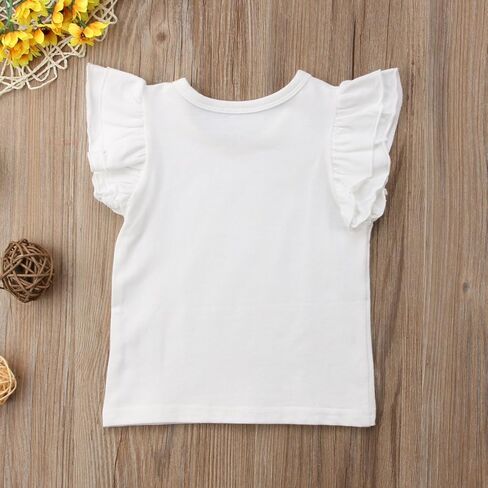Mubineo Toddler Baby Girl Basic Plain Ruffle Sleeve Cotton T Shirts Tops Tee Clothes in Saudi Arabia