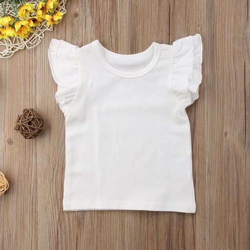 Mubineo Toddler Baby Girl Basic Plain Ruffle Sleeve Cotton T Shirts Tops Tee Clothes in Saudi Arabia