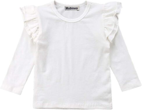 Mubineo Toddler Baby Girl Basic Plain Ruffle Sleeve Cotton T Shirts Tops Tee Clothes in Saudi Arabia