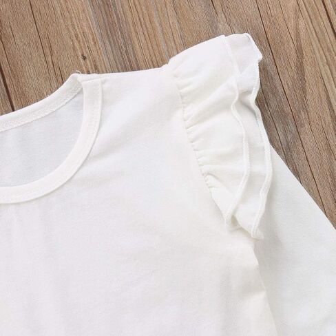 Mubineo Toddler Baby Girl Basic Plain Ruffle Sleeve Cotton T Shirts Tops Tee Clothes in Saudi Arabia