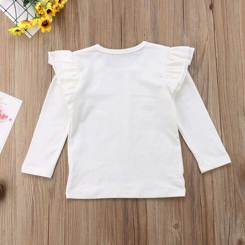 Mubineo Toddler Baby Girl Basic Plain Ruffle Sleeve Cotton T Shirts Tops Tee Clothes in Saudi Arabia