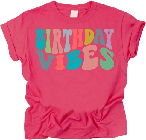 Birthday Vibes Groovy Toddlers and Youth Girls Birthday Shirts in Saudi Arabia