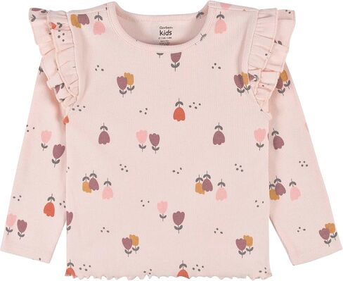 Gerber Baby Girls' Toddler 2-Pack Double Ruffle Long Sleeve Tops in Saudi Arabia