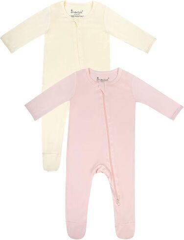 Jimonda Bamboo Baby Pajamas,Unisex Boys Girls One-Piece Footies,Long Sleeve Sleepers 2-Way Zip closure Romper in Saudi Arabia