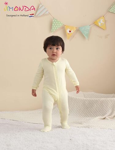 Jimonda Bamboo Baby Pajamas,Unisex Boys Girls One-Piece Footies,Long Sleeve Sleepers 2-Way Zip closure Romper in Saudi Arabia