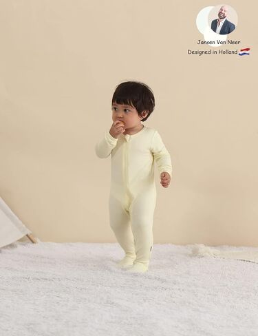Jimonda Bamboo Baby Pajamas,Unisex Boys Girls One-Piece Footies,Long Sleeve Sleepers 2-Way Zip closure Romper in Saudi Arabia
