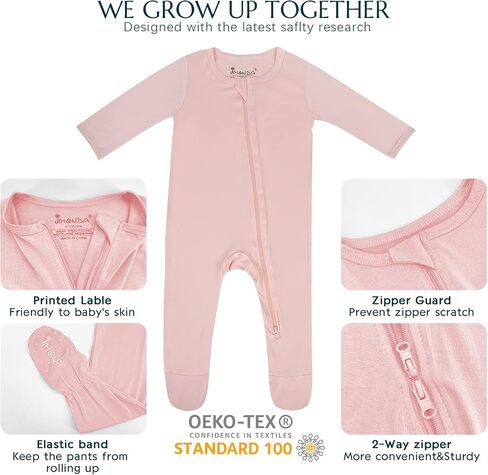 Jimonda Bamboo Baby Pajamas,Unisex Boys Girls One-Piece Footies,Long Sleeve Sleepers 2-Way Zip closure Romper in Saudi Arabia