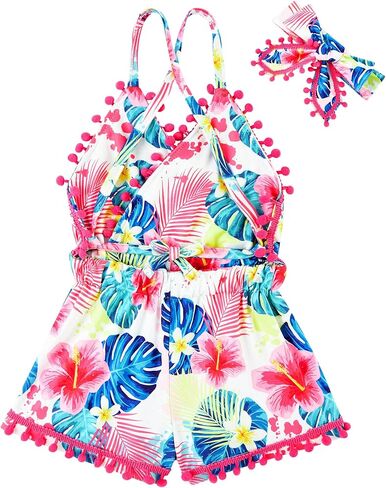 6M-3T Baby Girl Backless Bodysuit Outfit Set Romper Jumpsuit with Headband in Kuwait