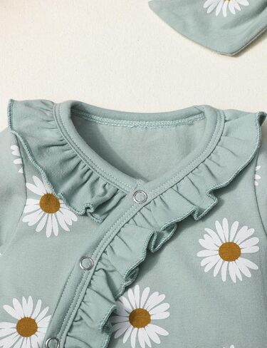 Von kilizo Baby Girl Clothes Infant Newborn Onesie Clothes for Baby Girls Long Sleeve Zip Closure Outfit with Headband in Saudi Arabia