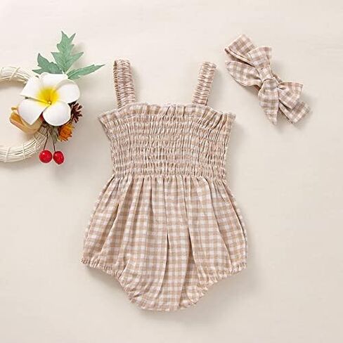 Newborn Baby Girl Bodysuit Sleeveless Halter Frill Romper One-piece Jumpsuit with Headband Summer Clothes Set in Saudi Arabia