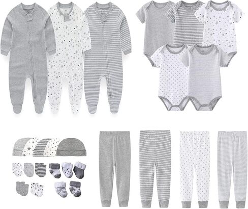 MAMIMAKA Newborn Layette Gift Set 27-Piece Baby Girl Clothes Bodysuits, Pants Essentials and Accessories 0-12Months in Saudi Arabia