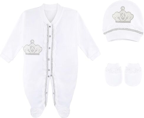 Lilax Baby Girl Jewels Crown Layette 3 Piece Gift Set in Kuwait
