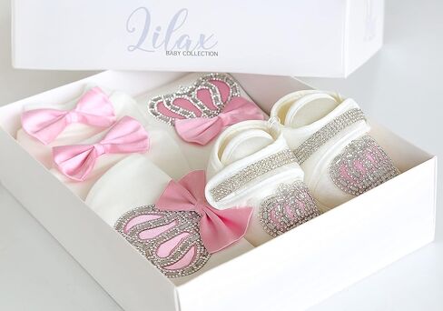 Lilax Baby Girl Newborn Jewels Layette 4 Piece Gift Set in Saudi Arabia