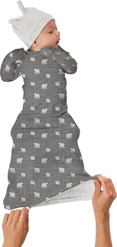 GUNAMUNA Unisex Baby Gown Sleeper, Night Gown with Diaper-Zipper in Saudi Arabia