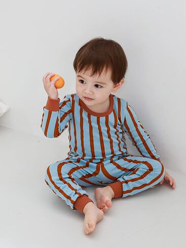 Mini-K Baby Toddler Kids Boys Girls Sleepwear Pajamas 100% Cotton Long Sleeve 2pcs Pjs Set in Saudi Arabia