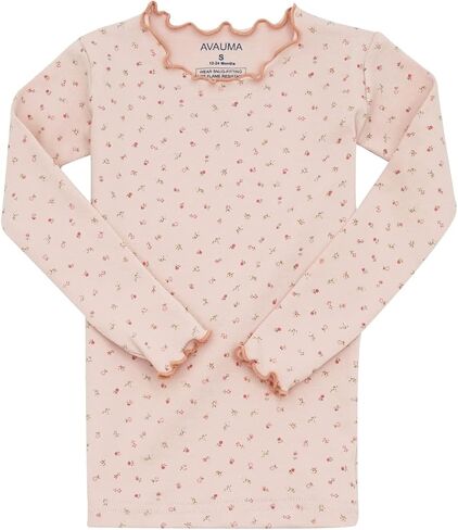 AVAUMA Baby Boy Girl Pajama Set 6M-7T Kids Cute Toddler Snug fit Flower Pattern Design Pjs Cotton Sleepwear Ruffled Shirring in Saudi Arabia