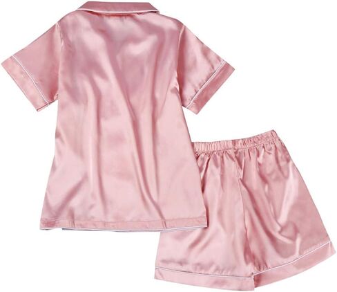 Weixinbuy Pajama Set for Kid Baby Boy Girl Button-up Silk Pajama Sleepwear Nightwear Loungewear Clothes Set Gifts for Kids in Saudi Arabia