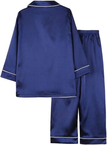 Weixinbuy Pajama Set for Kid Baby Boy Girl Button-up Silk Pajama Sleepwear Nightwear Loungewear Clothes Set Gifts for Kids in Saudi Arabia