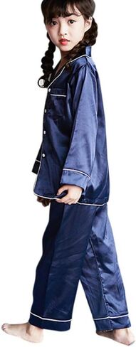 Weixinbuy Pajama Set for Kid Baby Boy Girl Button-up Silk Pajama Sleepwear Nightwear Loungewear Clothes Set Gifts for Kids in Saudi Arabia