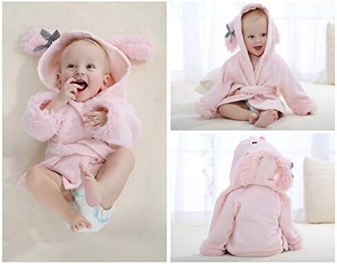 SZCQ Baby Girl Bathrobes Wash Waddle Pink Dog Hooded Robe Girls bath robe towel Terry Cotton Ultra Absorbent in Saudi Arabia