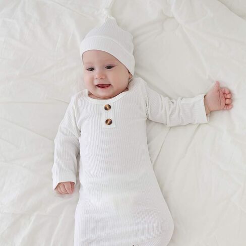 NZRVAWS Baby Gown Newborn Cotton Nightgown Long Sleeve Stripe Baby Sleeping Bags Baby Boy Girl Coming Home Outfits Set in Saudi Arabia