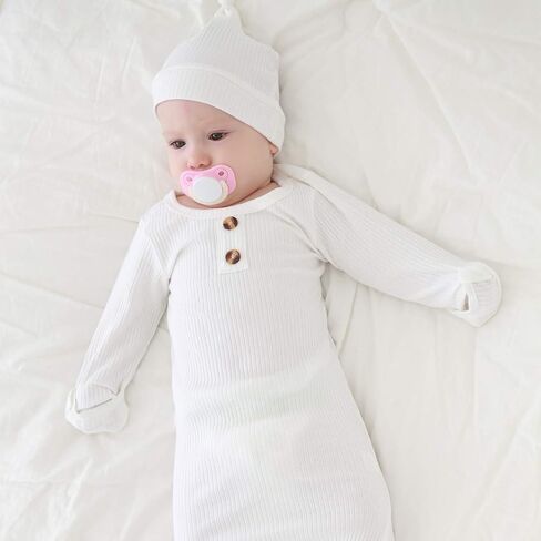 NZRVAWS Baby Gown Newborn Cotton Nightgown Long Sleeve Stripe Baby Sleeping Bags Baby Boy Girl Coming Home Outfits Set in Saudi Arabia