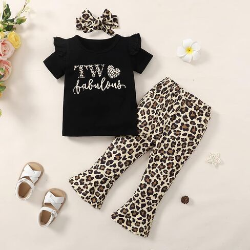 Baby Girl 2nd Birthday Outfit Girl 2 Year Old Birthday Outfit Toddler Leopard Clothes in Saudi Arabia