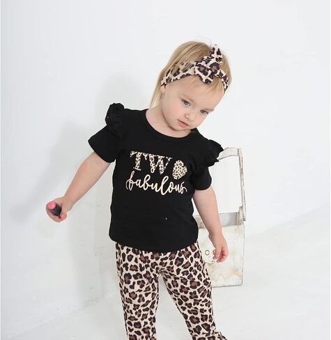 Baby Girl 2nd Birthday Outfit Girl 2 Year Old Birthday Outfit Toddler Leopard Clothes in Saudi Arabia