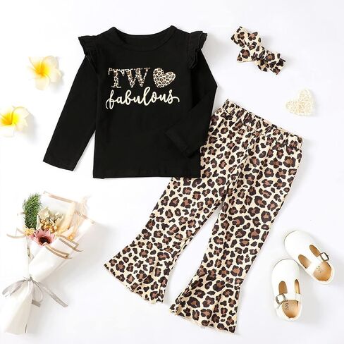 Baby Girl 2nd Birthday Outfit Girl 2 Year Old Birthday Outfit Toddler Leopard Clothes in Saudi Arabia