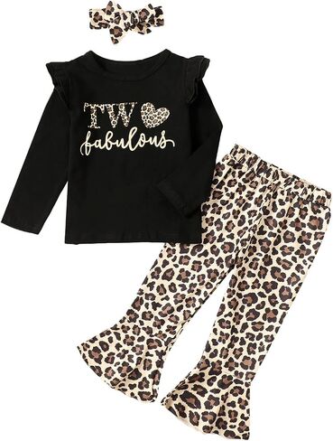 Baby Girl 2nd Birthday Outfit Girl 2 Year Old Birthday Outfit Toddler Leopard Clothes in Saudi Arabia