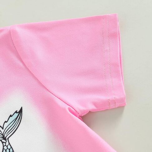Toddler Kid Baby Girls Outfits Fly Sleeve Shell Crop Tops T-Shirt Mermaid Flared Pants Summer Birthday Clothes 1-6T in Saudi Arabia