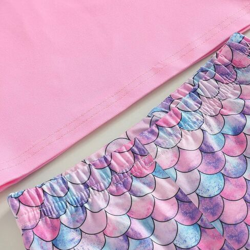 Toddler Kid Baby Girls Outfits Fly Sleeve Shell Crop Tops T-Shirt Mermaid Flared Pants Summer Birthday Clothes 1-6T in Saudi Arabia