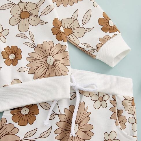 3Pcs Baby Girl Outfits Daisy Sweatshirt + Pants + Headband Infant Fall Winter Clothes in Kuwait