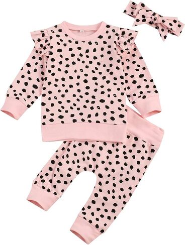 3Pcs Baby Girl Outfits Daisy Sweatshirt + Pants + Headband Infant Fall Winter Clothes in Kuwait