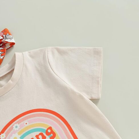Toddler Baby Girl Birthday Outfit Groovy One/Two Groovy Romper Shirts Flower Bell Bottoms Headband Boho Clothes in Saudi Arabia
