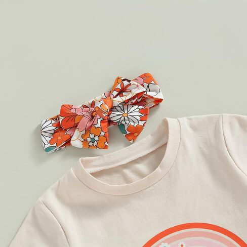 Toddler Baby Girl Birthday Outfit Groovy One/Two Groovy Romper Shirts Flower Bell Bottoms Headband Boho Clothes in Saudi Arabia