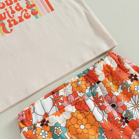Toddler Baby Girl Birthday Outfit Groovy One/Two Groovy Romper Shirts Flower Bell Bottoms Headband Boho Clothes in Saudi Arabia