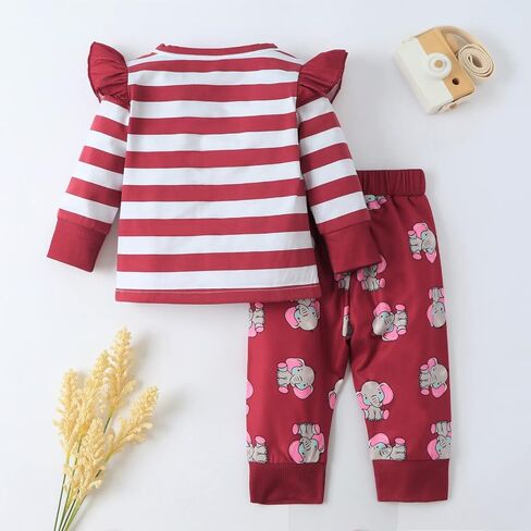 PENNSOY Baby Girl Clothes Newborn Infant Elephant Print Summer Outfits Ruffle Short Sleeve Romper Jumpsuit with Headband 3PCS in Saudi Arabia