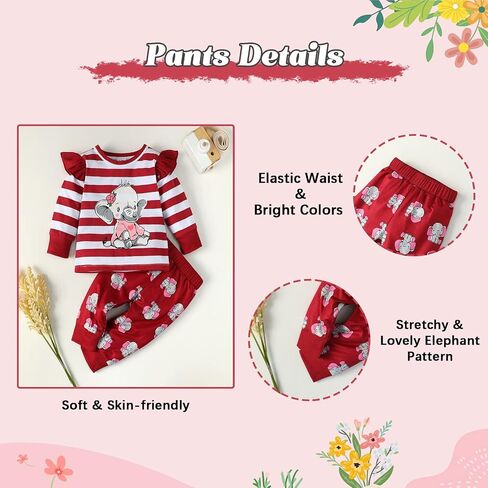 PENNSOY Baby Girl Clothes Newborn Infant Elephant Print Summer Outfits Ruffle Short Sleeve Romper Jumpsuit with Headband 3PCS in Saudi Arabia