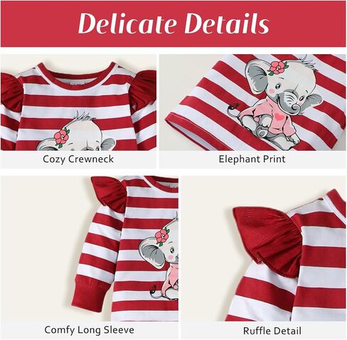PENNSOY Baby Girl Clothes Newborn Infant Elephant Print Summer Outfits Ruffle Short Sleeve Romper Jumpsuit with Headband 3PCS in Saudi Arabia