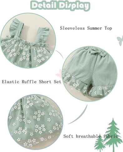 Toddler Girl Clothes Baby Girl Outfits Summer Sleeveless Tops Shorts Set 3PCS Girl Clothes 12 Months-4T in Saudi Arabia