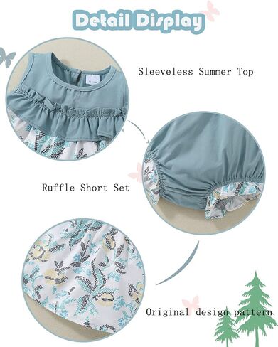 Toddler Girl Clothes Baby Girl Outfits Summer Sleeveless Tops Shorts Set 3PCS Girl Clothes 12 Months-4T in Saudi Arabia
