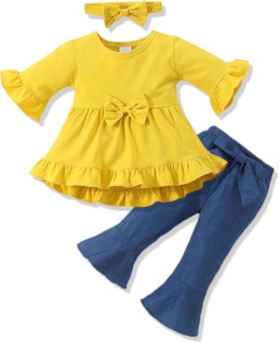 Toddler Girl Clothes Baby Girl Outfits Summer Sleeveless Tops Shorts Set 3PCS Girl Clothes 12 Months-4T in Saudi Arabia