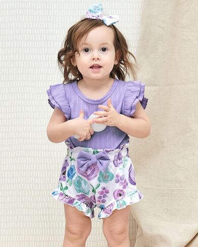 SUNNY PIGGY Newborn Baby Girl Clothes Romper Floral Shorts Set Infant Summer Outfits Baby Girls' Clothing for 0-18 Month in Saudi Arabia