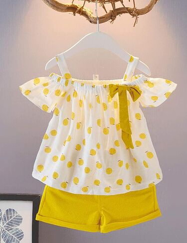 Hipea Toddler Baby Girls Summer Clothes Outfits Ruffle Camisole Spot Dot Tops and Casual Shorts Newborn Girl Clothing in Saudi Arabia