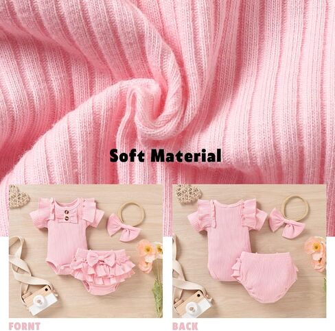 Aalizzwell Baby Girls Short Sleeve Bodysuit Bloomer Shorts Ribbed Outfits in Saudi Arabia