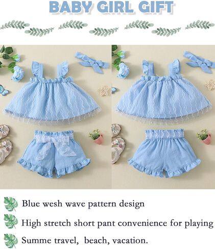 PaPaai Sara Toddler Baby Girl Clothes Summer Infant Girl Outfits Sleeveless Tops Shorts Set Baby Girl Clothing in Saudi Arabia