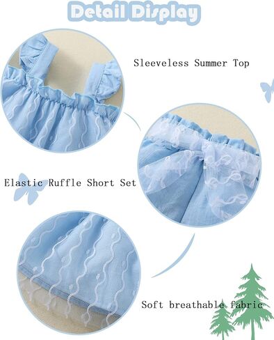 PaPaai Sara Toddler Baby Girl Clothes Summer Infant Girl Outfits Sleeveless Tops Shorts Set Baby Girl Clothing in Saudi Arabia