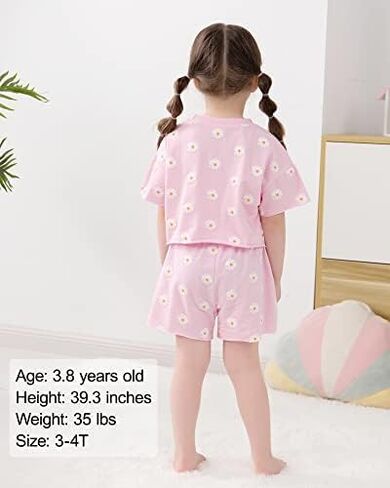 WESIDOM Toddler Girl Clothes Summer Outfit 3Pcs Short Set Headband 6M-6Y | Toddler Girl Clothes 12 Month Girl Clothes Toddler Girls Summer Outfit Set Daily Playwear 3 Pcs Baby Clothing in Saudi Arabia